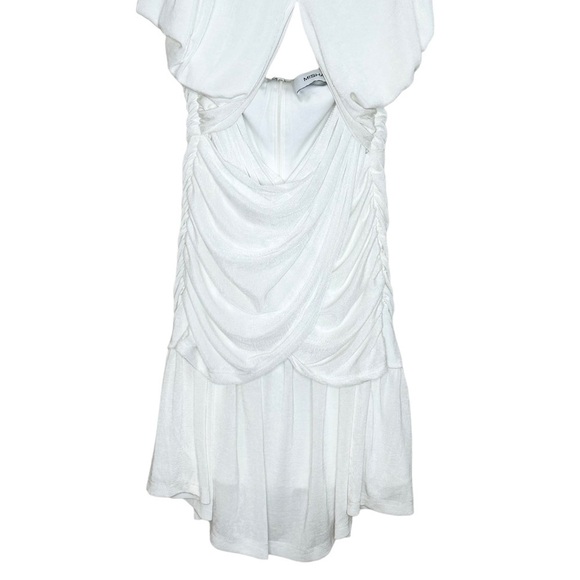MISHA Size 8 Callie Mini Ruched Halter Summer White Dress - Picture 3 of 10